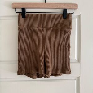 Zara Brown Ribbed High Waisted Shorts